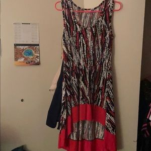 Strapless dress, low front with longer back
